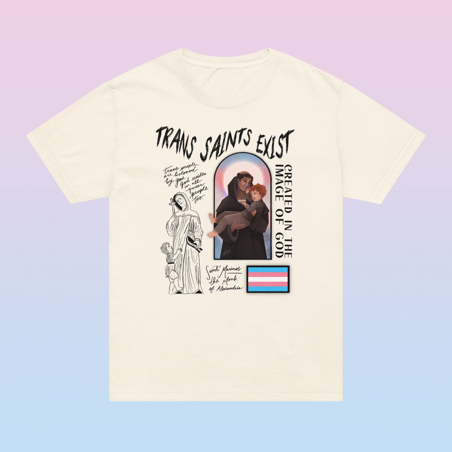 trans saints exist / St. Marinos the Monk - unisex oversized t-shirt