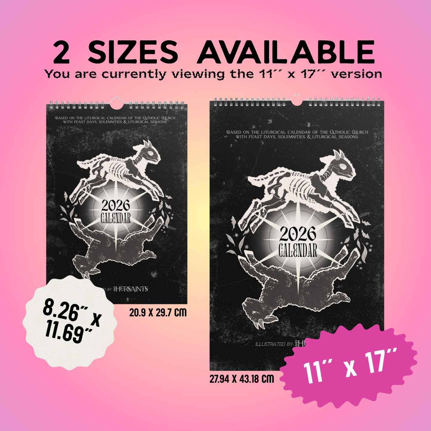 Illustrated Liturgical Calendar (2026) - AndHerSaints wall calendar (11'' x 17'')