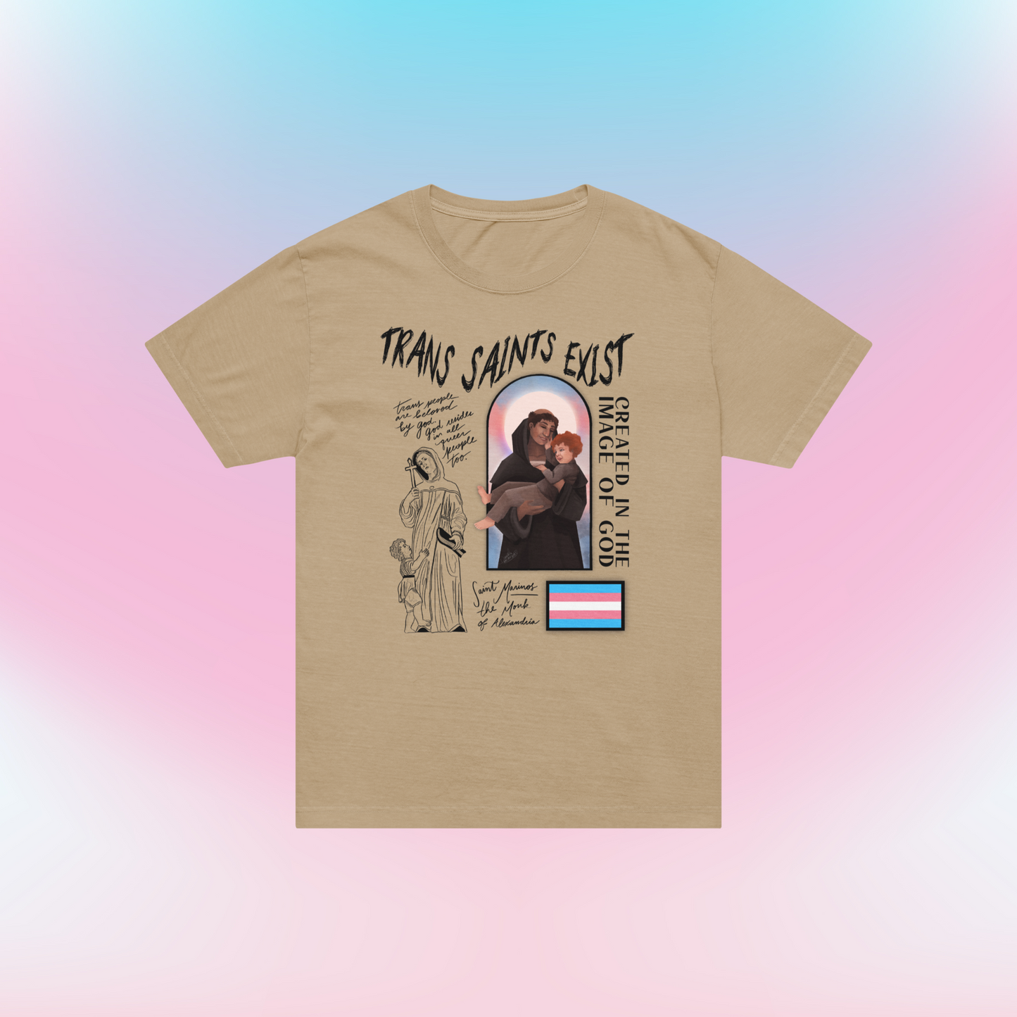trans saints exist / St. Marinos the Monk - unisex oversized t-shirt