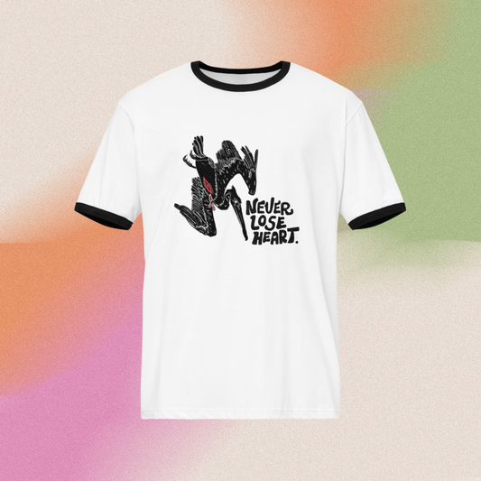 Never Lose Heart/Good Pelican - unisex contrast trim t-shirt