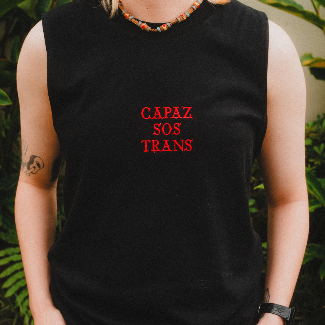 Capaz Sos Trans embroidered tank top - wife-pleaser/muscle shirt