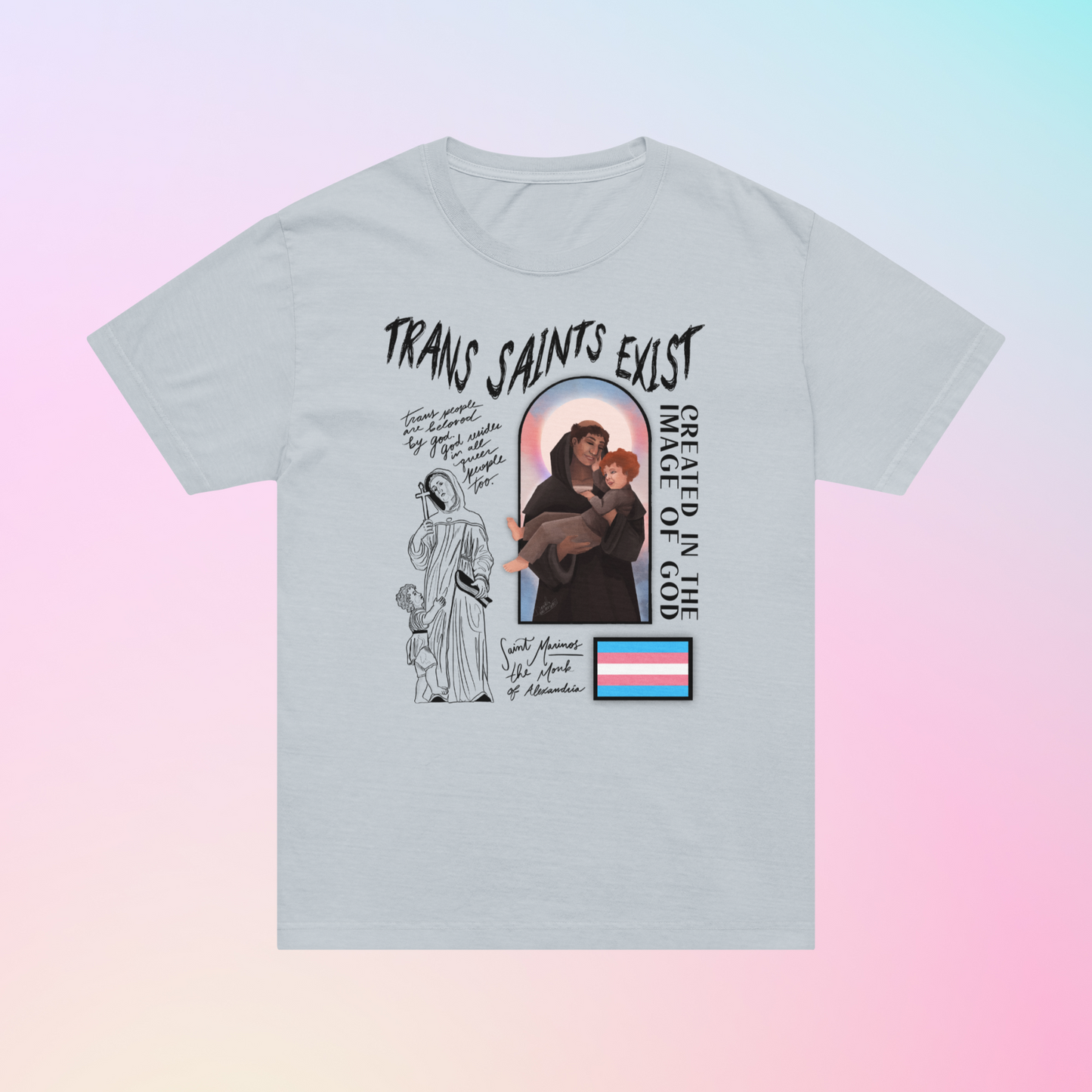 trans saints exist / St. Marinos the Monk - unisex oversized t-shirt