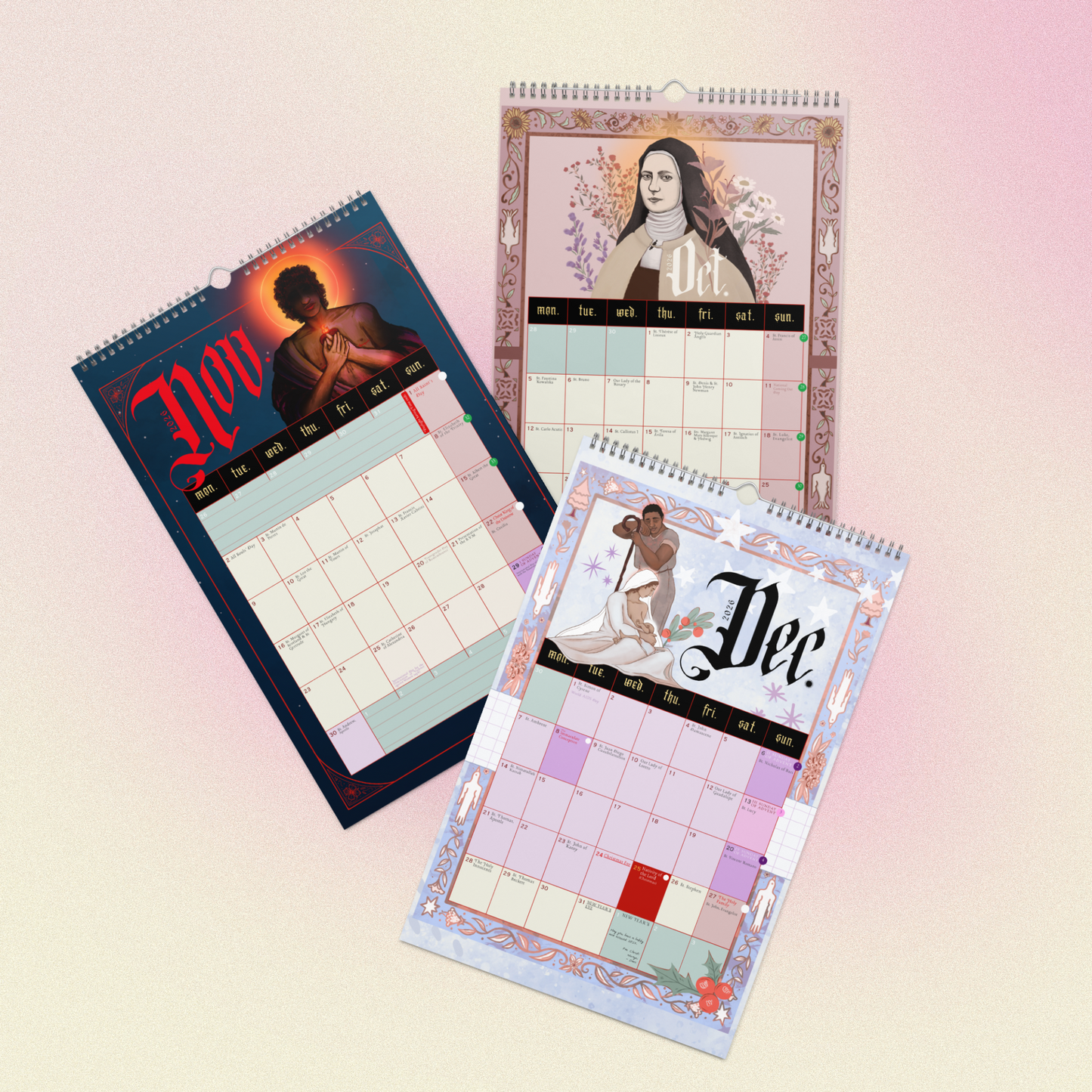 Illustrated Liturgical Calendar (2026) - AndHerSaints wall calendar (11'' x 17'')