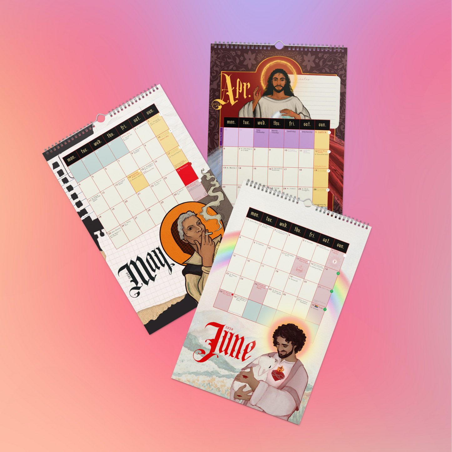 Illustrated Liturgical Calendar (2026) - AndHerSaints wall calendar (11'' x 17'')