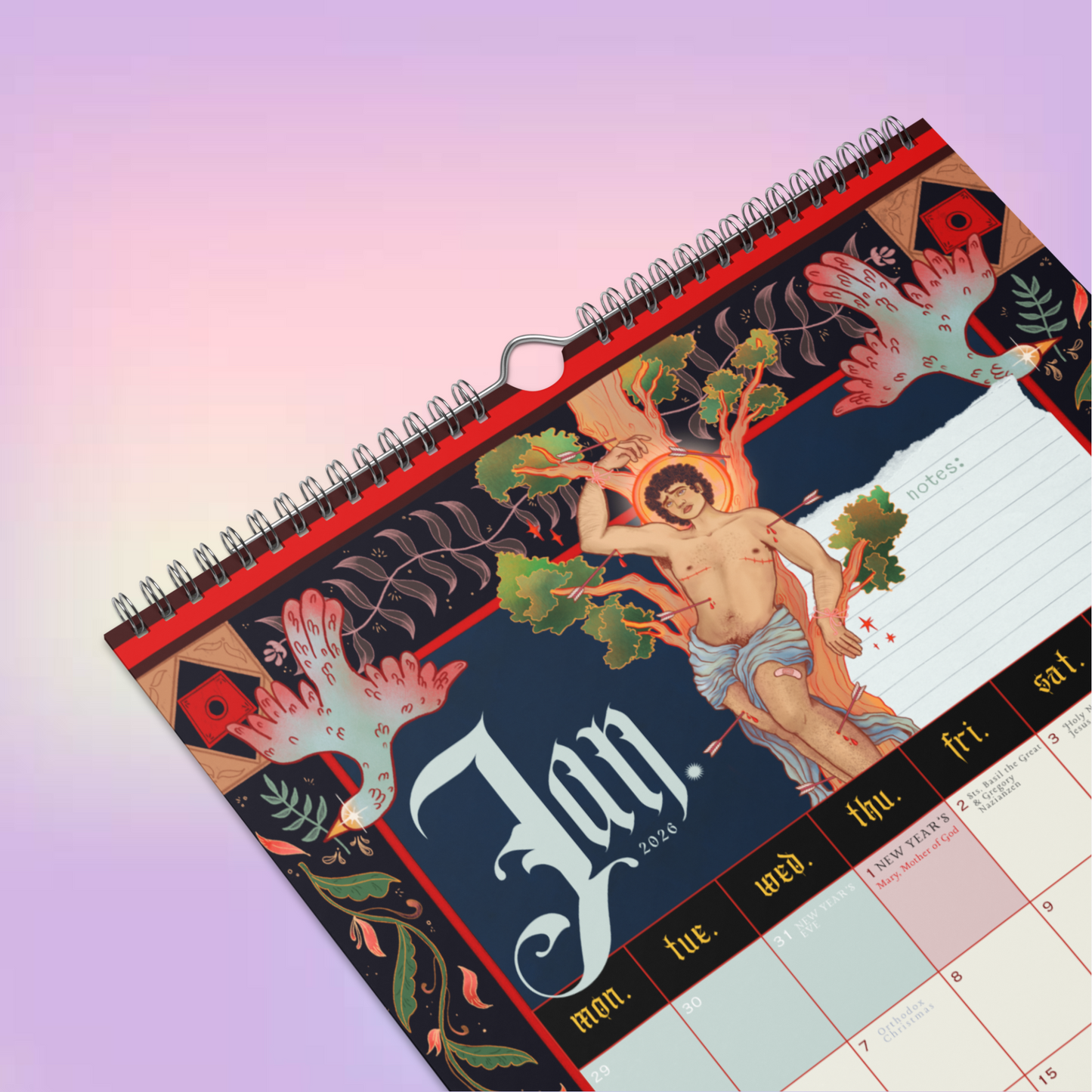 Illustrated Liturgical Calendar (2026) - AndHerSaints wall calendar (11'' x 17'')