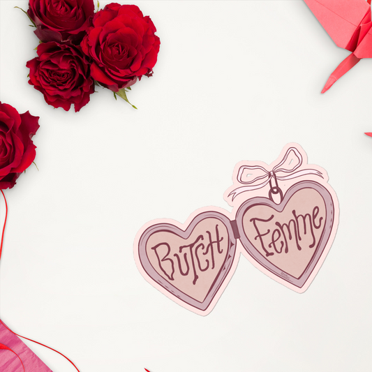 butch/femme locket - vinyl sticker