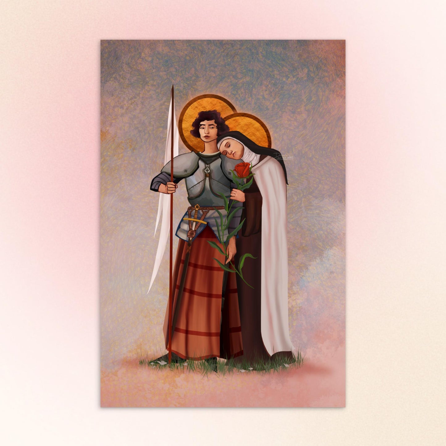 St. Joan of Arc and St. Therese of Lisieux - postcard